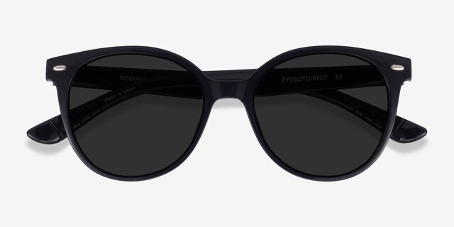Domino Black PlasticSunglass Frames from EyeBuyDirect, Closed View