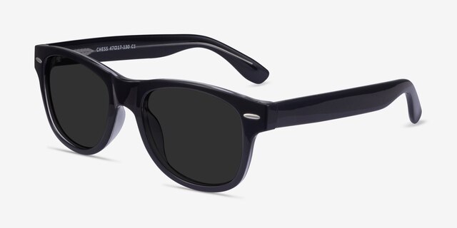 Chess Black PlasticSunglass Frames from EyeBuyDirect, Angle View
