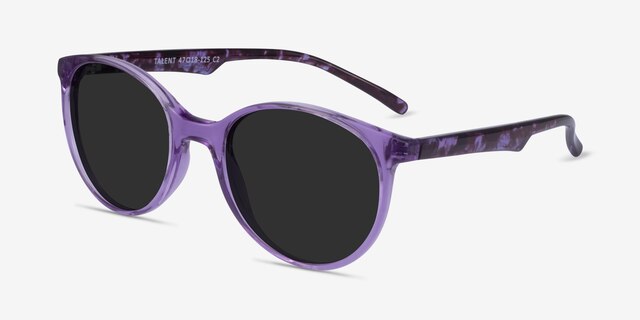 Talent Clear Purple Floral PlasticSunglass Frames from EyeBuyDirect, Angle View
