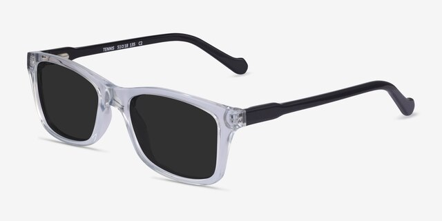 Tennis Clear Black AcétateSoleil de Lunette de vue d'EyeBuyDirect, Vue d'Angle