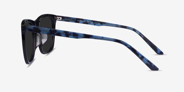 Cortado Black  Blue Tortoise AcetateSunglass Frames from EyeBuyDirect, Side View