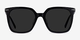 Parasol Noir Acétate Soleil de Lunette de vue d'EyeBuyDirect, Vue de Face