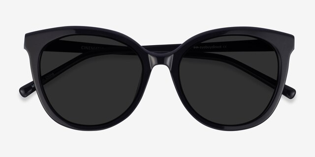 Cinematic Black AcetateSunglass Frames from EyeBuyDirect, Closed View