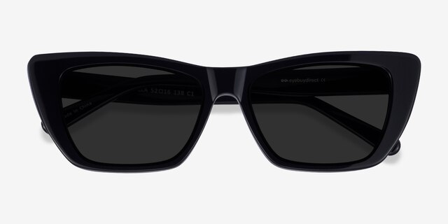 Milla Black AcetateSunglass Frames from EyeBuyDirect, Closed View