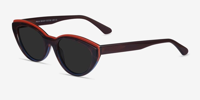 Palm Beach Red Tortoise Blue AcétateSoleil de Lunette de vue d'EyeBuyDirect, Vue d'Angle