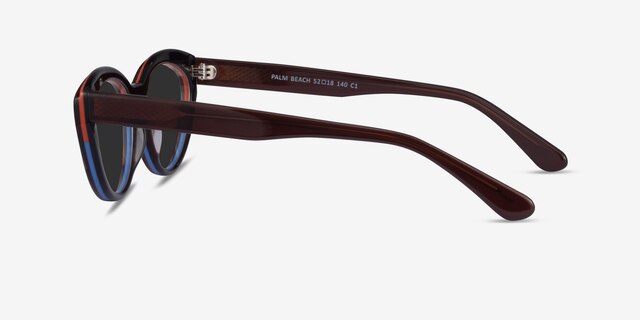 Palm Beach Red Tortoise Blue AcétateSoleil de Lunette de vue d'EyeBuyDirect, Vue de Côté