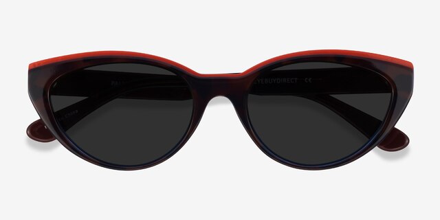 Palm Beach Red Tortoise Blue AcétateSoleil de Lunette de vue d'EyeBuyDirect, Vue Rapprochée