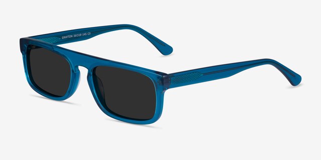 Grayton Clear Blue AcetateSunglass Frames from EyeBuyDirect, Angle View