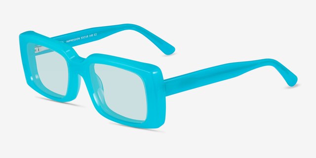 Impression Aqua AcetateSunglass Frames from EyeBuyDirect, Angle View