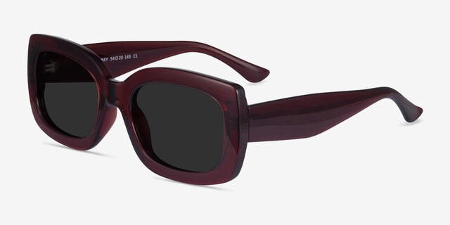 Courteney Burgundy PlasticSunglass Frames from EyeBuyDirect, Angle View