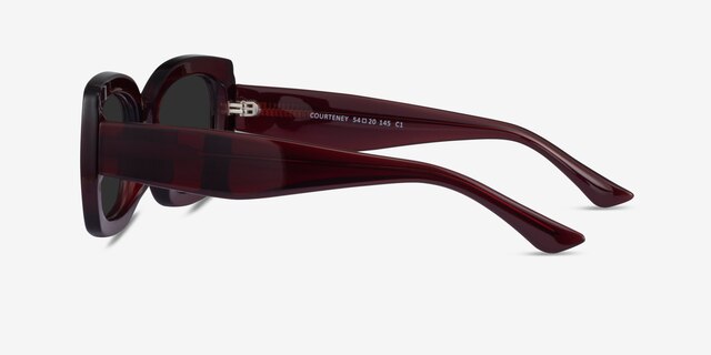 Courteney Burgundy PlasticSunglass Frames from EyeBuyDirect, Side View