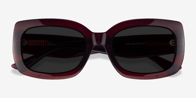 Courteney Burgundy PlasticSunglass Frames from EyeBuyDirect, Closed View