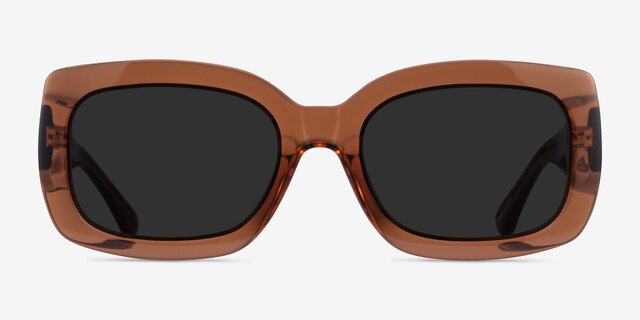 Courteney Clear Brown PlasticSunglass Frames from EyeBuyDirect, Front View