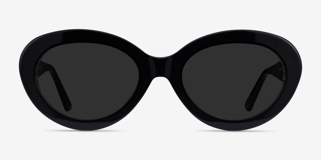 Alexandra Black Zebra AcetateSunglass Frames from EyeBuyDirect, Front View
