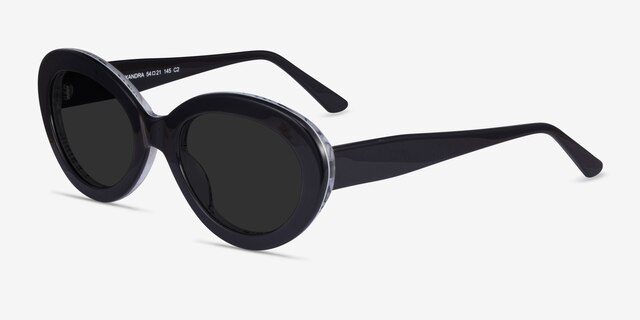 Alexandra Black Zebra AcetateSunglass Frames from EyeBuyDirect, Angle View
