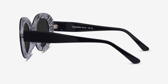 Alexandra Black Zebra AcetateSunglass Frames from EyeBuyDirect, Side View