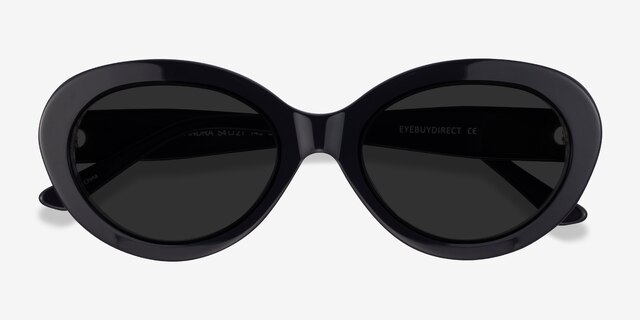 Alexandra Black Zebra AcetateSunglass Frames from EyeBuyDirect, Closed View