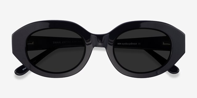 Swan Black AcetateSunglass Frames from EyeBuyDirect, Closed View