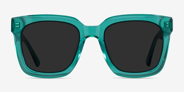 Los Angeles Clear Green AcetateSunglass Frames from EyeBuyDirect, Front View