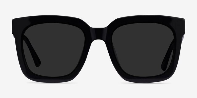 Los Angeles Black AcetateSunglass Frames from EyeBuyDirect, Front View