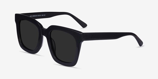 Los Angeles Black AcetateSunglass Frames from EyeBuyDirect, Angle View