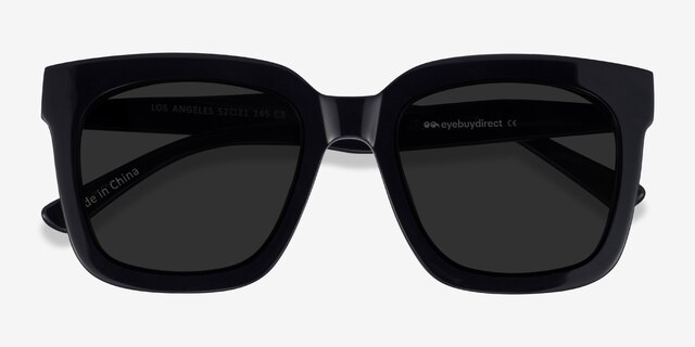 Los Angeles Black AcetateSunglass Frames from EyeBuyDirect, Closed View
