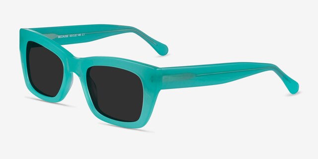 Because Turquoise AcetateSunglass Frames from EyeBuyDirect, Angle View
