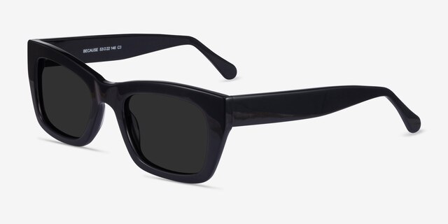 Because Black AcetateSunglass Frames from EyeBuyDirect, Angle View