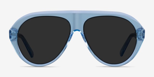 Map Clear Blue AcetateSunglass Frames from EyeBuyDirect, Front View