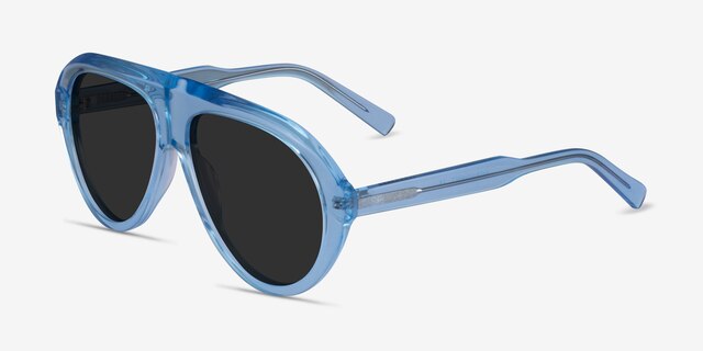 Map Clear Blue AcetateSunglass Frames from EyeBuyDirect, Angle View