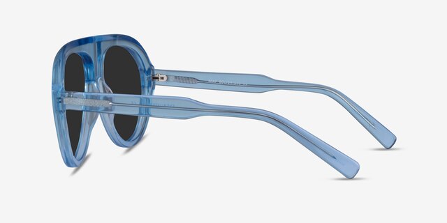 Map Clear Blue AcetateSunglass Frames from EyeBuyDirect, Side View
