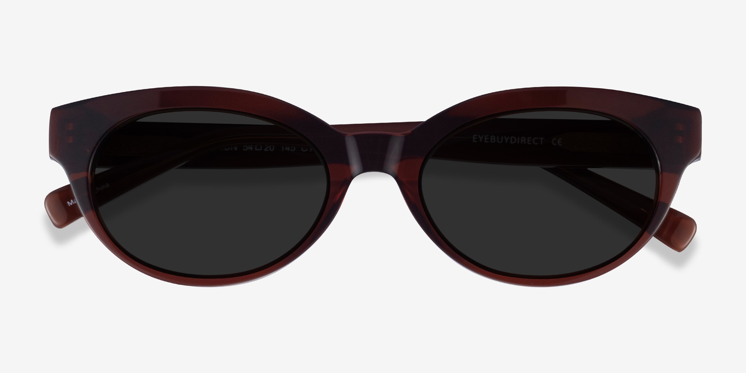 Vacation - Cat Eye Clear Burgundy Frame Sunglasses For Women 