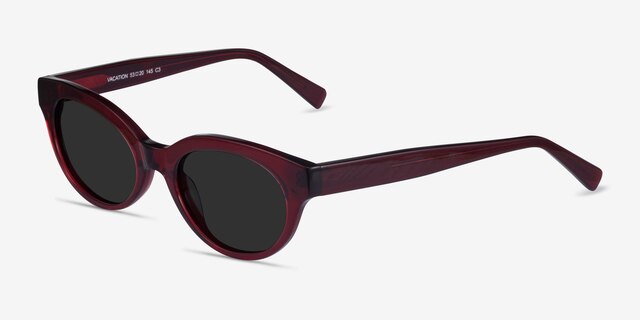Vacation Clear Burgundy AcetateSunglass Frames from EyeBuyDirect, Angle View