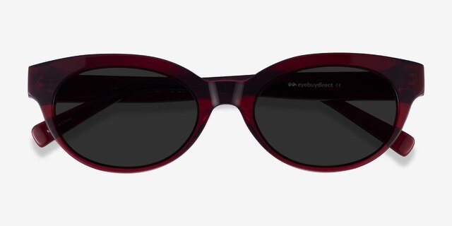 Vacation Clear Burgundy AcetateSunglass Frames from EyeBuyDirect, Closed View