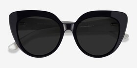 Santa Monica Noir Acétate Soleil de Lunette de vue d'EyeBuyDirect, Vue Rapprochée