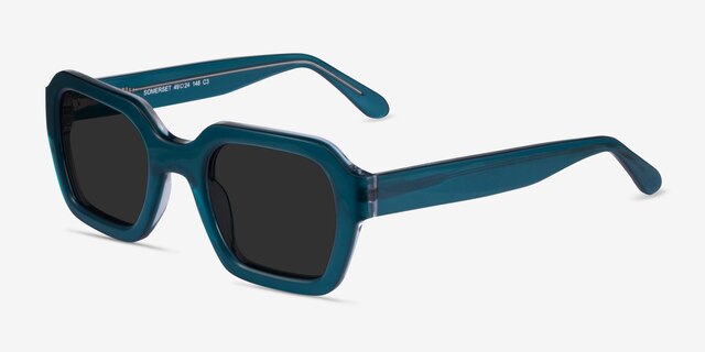 Somerset Teal AcetateSunglass Frames from EyeBuyDirect, Angle View