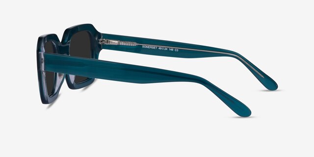Somerset Teal AcetateSunglass Frames from EyeBuyDirect, Side View