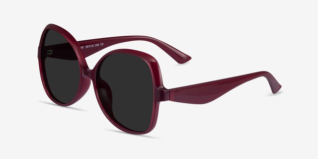 Paradise Burgundy PlasticSunglass Frames from EyeBuyDirect, Angle View