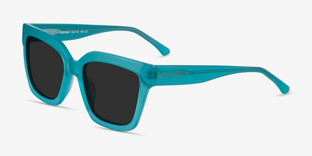 Itinerary Turquoise AcetateSunglass Frames from EyeBuyDirect, Angle View