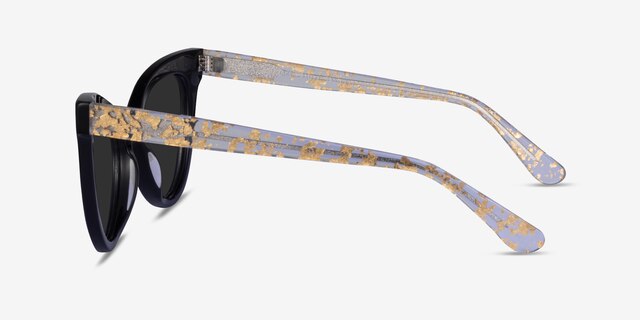 Take Black Clear Gold AcetateSunglass Frames from EyeBuyDirect, Side View