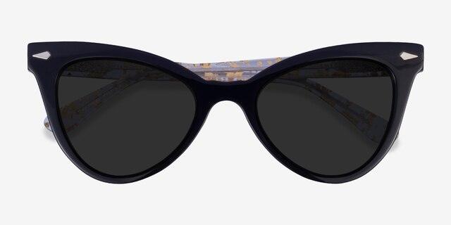 Take Black Clear Gold AcetateSunglass Frames from EyeBuyDirect, Closed View