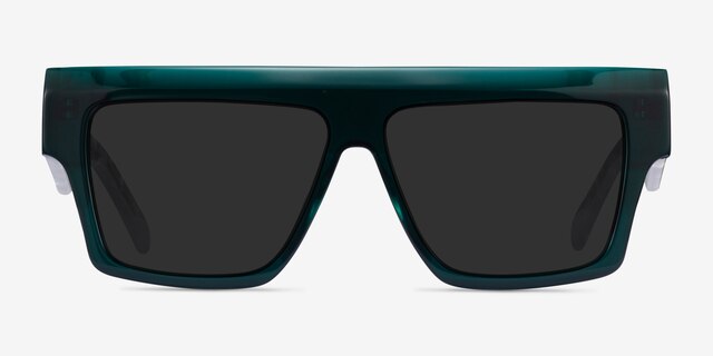 Starship Dark Green Gray AcetateSunglass Frames from EyeBuyDirect, Front View