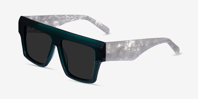Starship Dark Green Gray AcetateSunglass Frames from EyeBuyDirect, Angle View