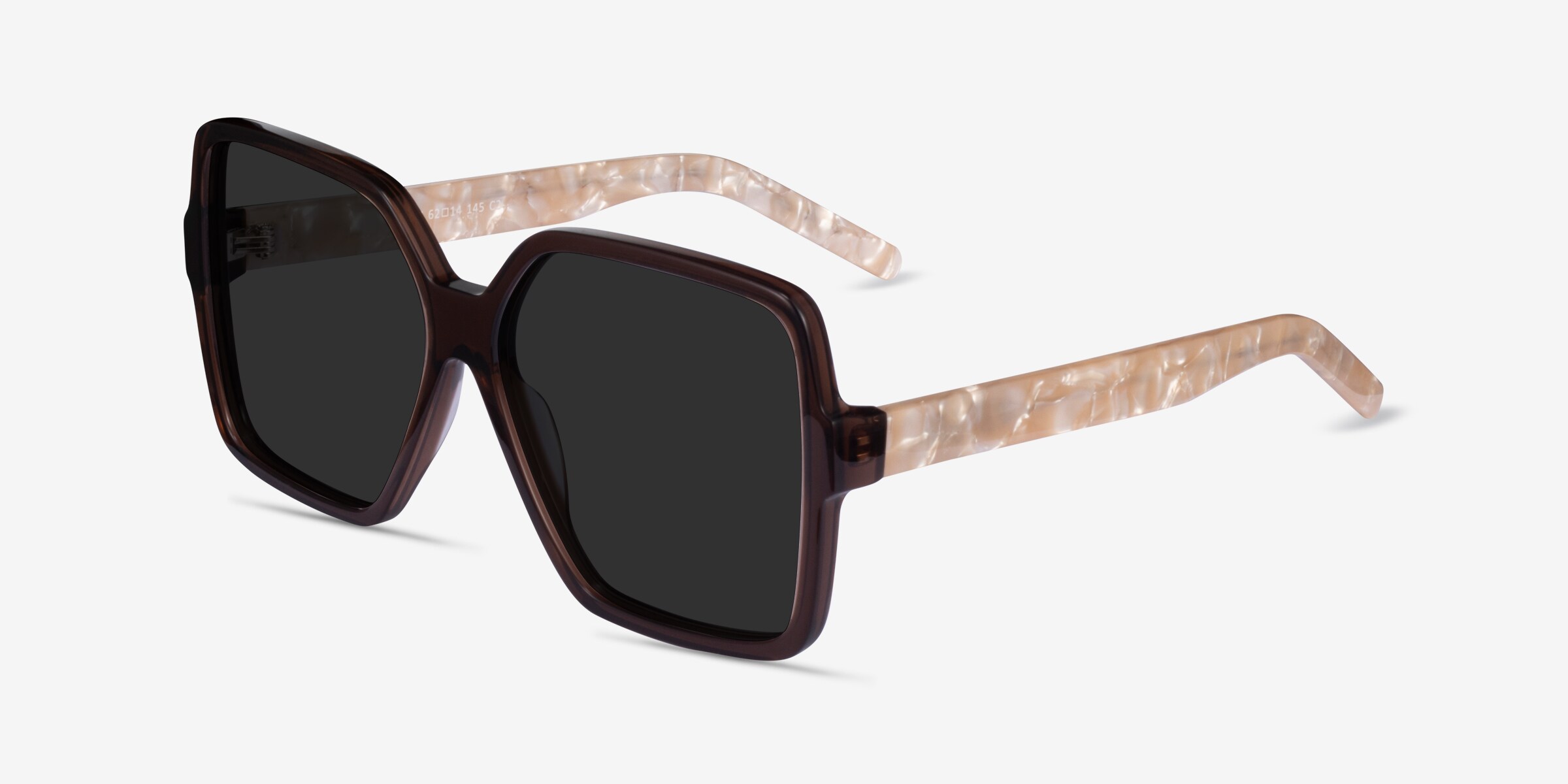 Beam - Square Clear Brown Champagne Frame Sunglasses For Men