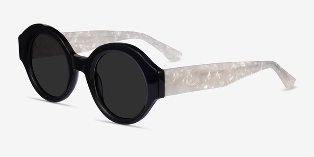 Supernova Black White AcetateSunglass Frames from EyeBuyDirect, Angle View