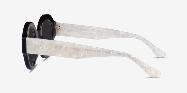 Supernova Black White AcetateSunglass Frames from EyeBuyDirect, Side View