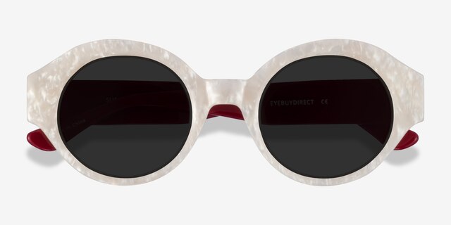 Supernova White Burgundy AcetateSunglass Frames from EyeBuyDirect, Closed View