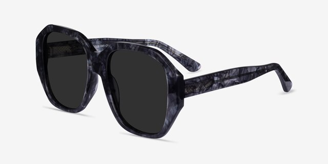 Florence Shiny Black Floral AcetateSunglass Frames from EyeBuyDirect, Angle View