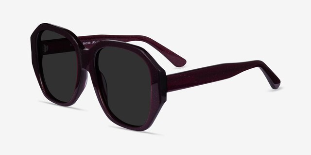 Florence Shiny Burgundy AcetateSunglass Frames from EyeBuyDirect, Angle View