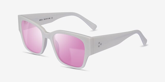 Myla White AcetateSunglass Frames from EyeBuyDirect, Angle View